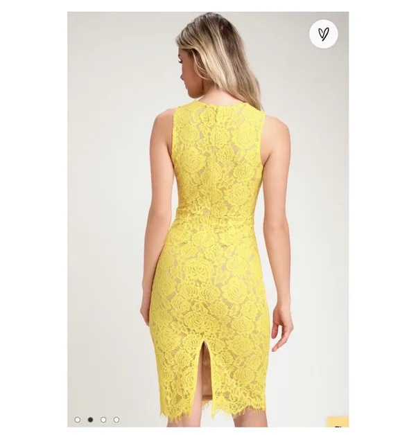 Yellow Lace Lulus Mini Dress - Image 2