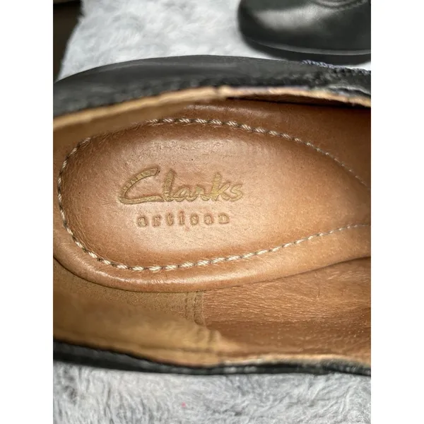 Clarks Artisan Sz 5.5 Platform Pumps Black Leather Laces Academia Preppy Witchy - Image 8