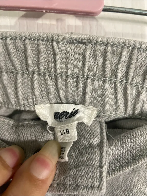 aerie Light Gray Distressed Denim Shorts with Frayed Hem - Image 2