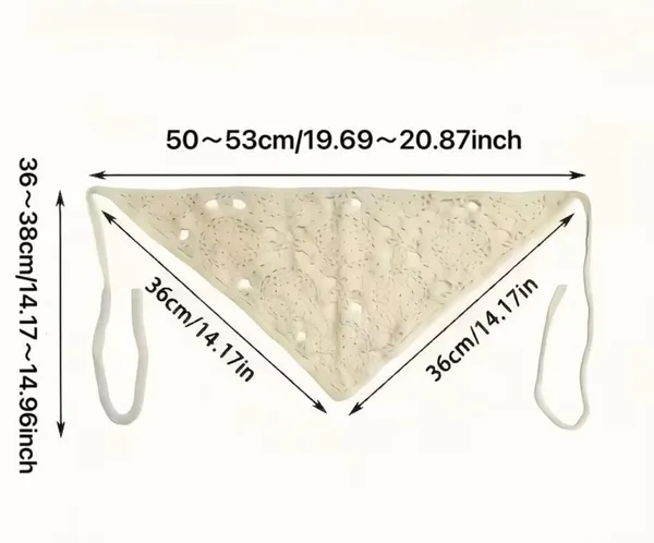 Boho Crochet Triangle Head Scarf Bandana Ivory Tie Back - Image 6