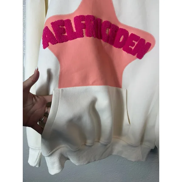 Aelfric Eden Vintage Embroidery Eden Star V303 Hoodie CreamPink Oversized SizeXS - Image 6