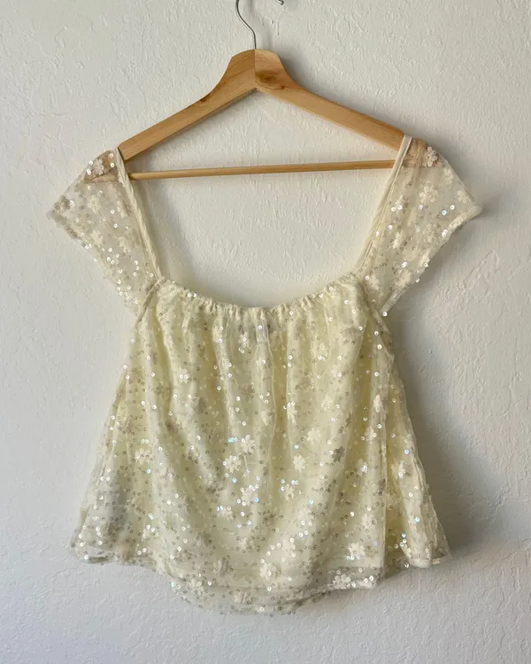 Motel Sparkly Babydoll Top - Image 4