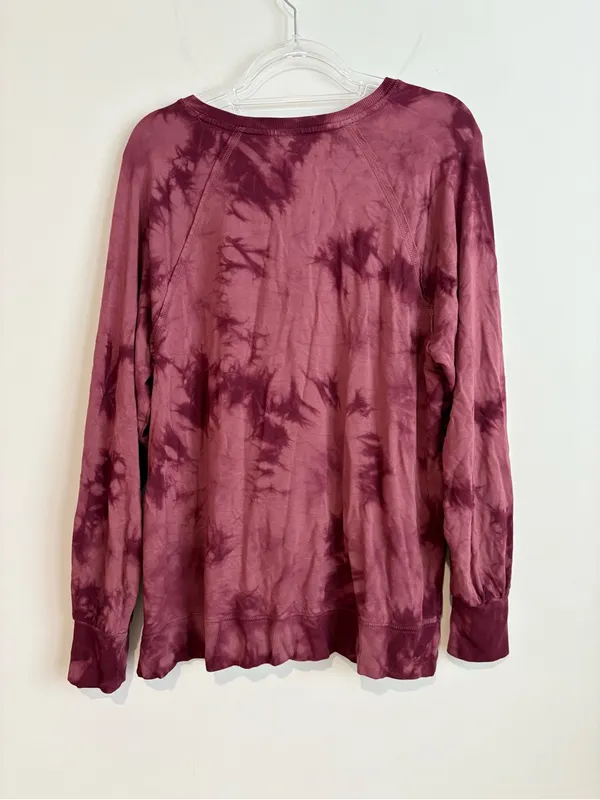 JoyLab Tie Dye Long Sleeve Top‎ Super Soft Maroon red size large - Image 3