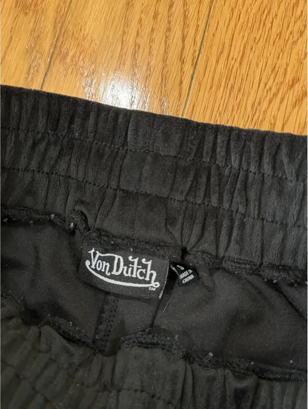 Size Small VonDutch Sweatpants, Black Velour Wide Leg Us 4-6 ( womens) - Image 5