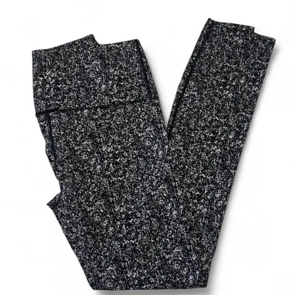 Varley Luna Speckled Black Gray High Rise Tights Workout Leggings Small ~27” Y2K - Image 2