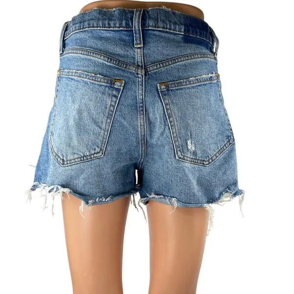 Abercrombie & Fitch The Cutoff High Rise Blue Frayed Hem Denim Jean Shorts 26 - Image 3