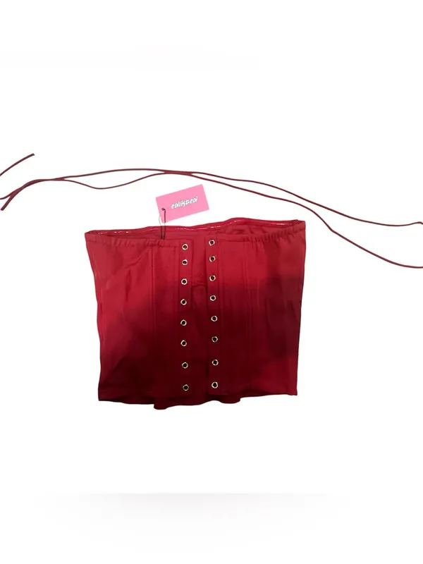 NWT Edikted Selena Lace Up Corset Red - Image 4