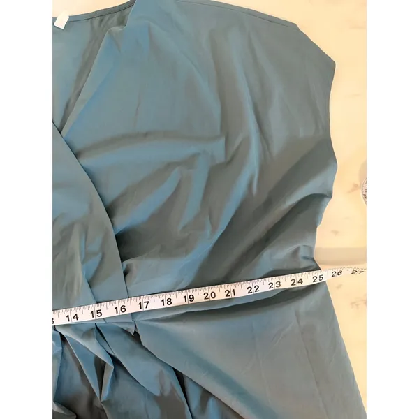 Halara Teal Blue V-Neck Wrap Maxi Dress Short Sleeve Pockets Plus Size 3X 780793 - Image 9