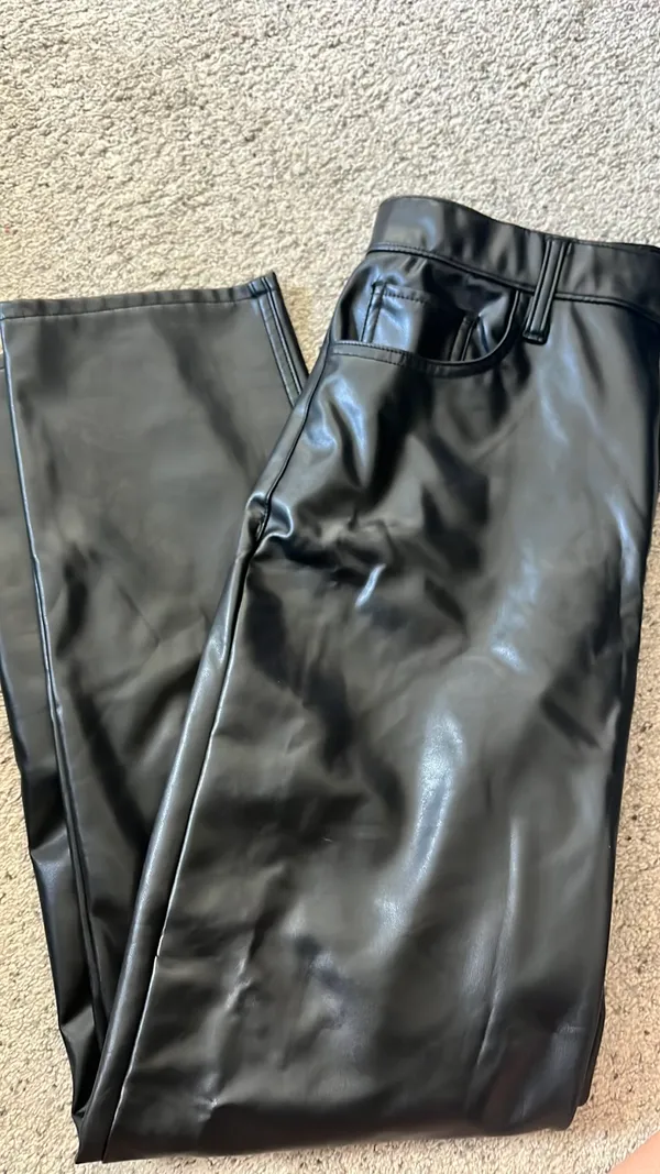 Abercrombie & Fitch high rise straight vegan leather pants - Image 3