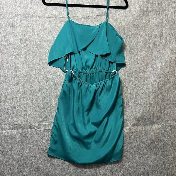 BCBGeneration Teal‎ Popover Tulip Mini Dress XS Sleeveless - Image 9