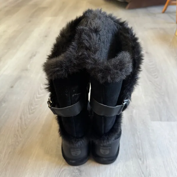Bearpaw Women Black Suede Faux Fur Trim Winter Boots Buckle‎ Detail Size 10 - Image 10