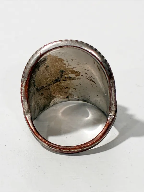 Silver Tone Large Blue White Stone Accent Ring Size 8.5 - Image 2