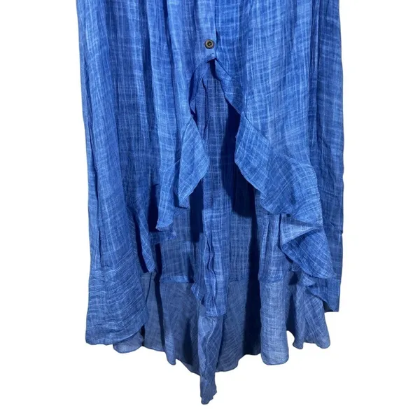 NWT Esley Off Shoulder Textured Maxi Dress Blue Boho Cottagecore Ruffle Size L - Image 4