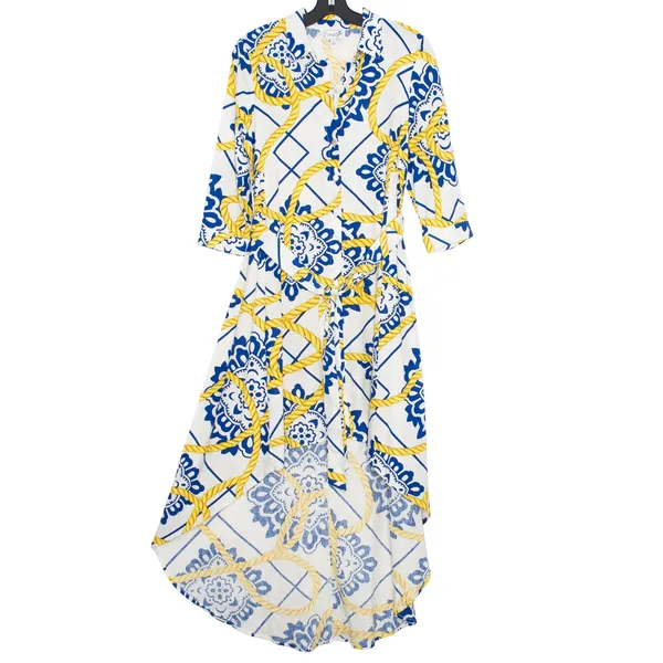 NWT Everlily Shirt Dress Button Up S Linen Blend Nautical Coastal Beach High Low - Image 2