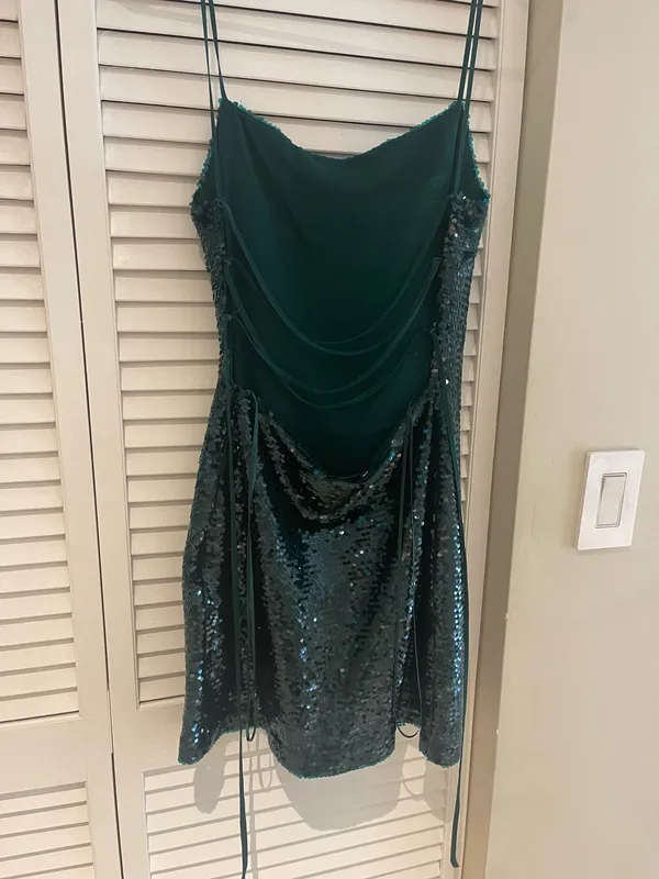 NWT Zara Green Sequin Mini Slip Dress - Image 6