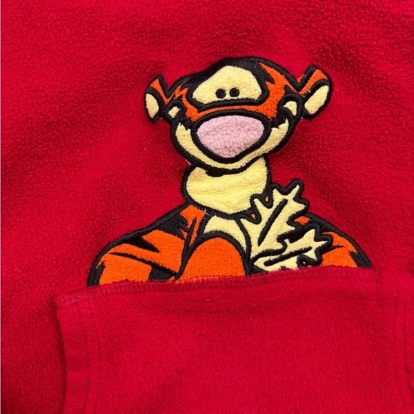 Vintage Disney Winnie the POOH Tigger Fleece Pullover Sweatshirt Size Large Red - Image 3