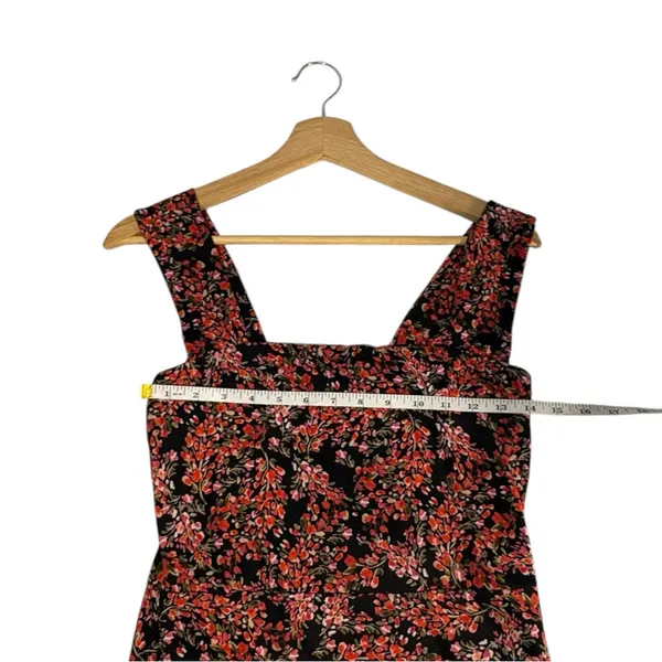 Socialite Floral Midi Dress Womens Medium Dark Romantic Black Side Slit Feminine - Image 6