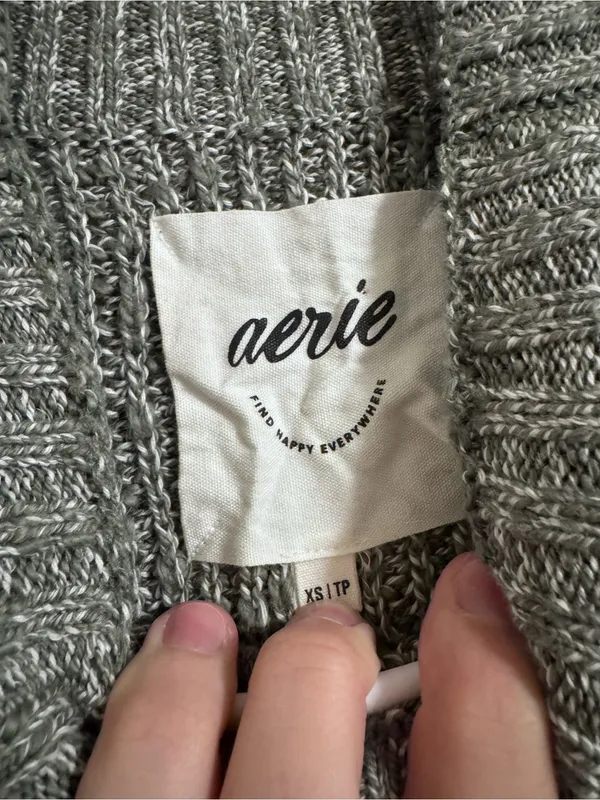 aerie Gray Ribbed Mock Neck Sweater - Image 2