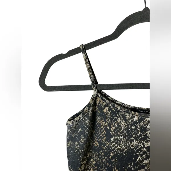 Zara Collection Snake Print Cami Top‎ Spaghetii Strap Black Gold Tan Size S - Image 3