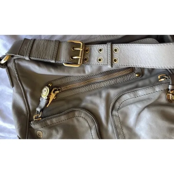 Vintage Marc Jacobs Christy Leather Gray Gold Handbag Iconic Shoulder Bag Purse - Image 13
