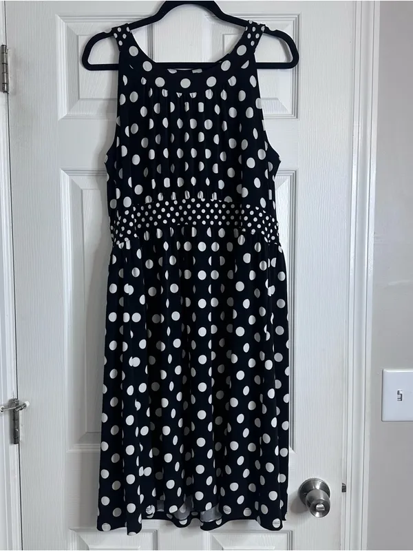 APT. 9 Black & White Polka Dot Halter Dress Women’s Size XL - Image 6
