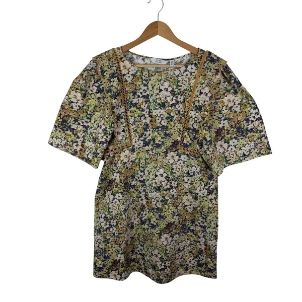 NWT‎ & Other Stories Scalloped Mini Dress Sz XS Floral Cottage Romantic Feminine - Image 2