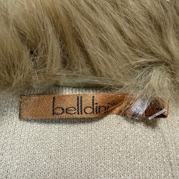 Baldini Mumu Lombardi Long Cardigan in Taupe with a faux fur‎ collar. SIze L - Image 7