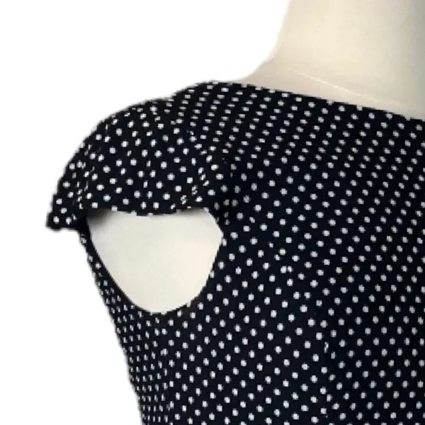 Nine & Co Aline Dress Cap Sleeves Black White Polka Dot Boatneck Women’s Size 14 - Image 9