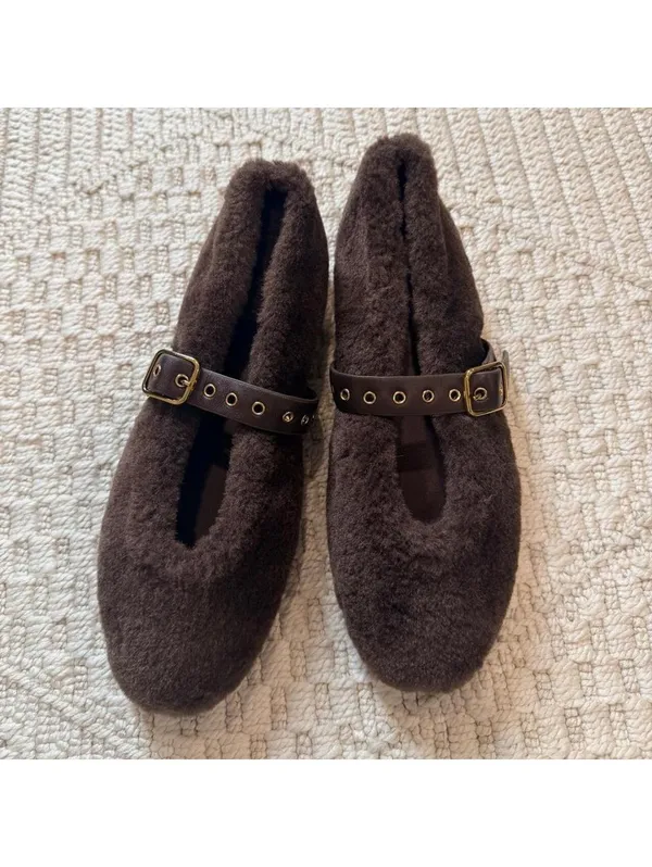 Madewell Women's Remy Faux Fur Mary Jane Flats - Image 3