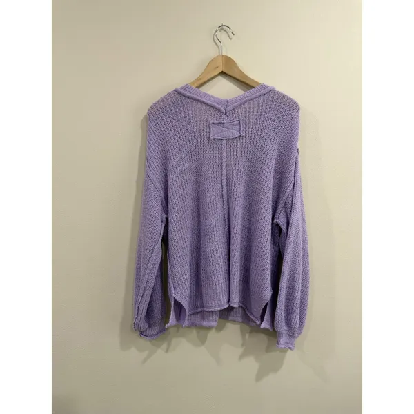 POL Purple V-Neck Knit Sweater‎ Oversized Long Sleeve Womens Small - Image 2