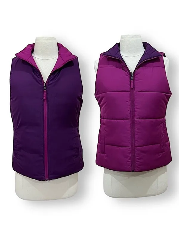 Merona Reversible Purple Fuchsia Puffer Vest Size Small - Image 2