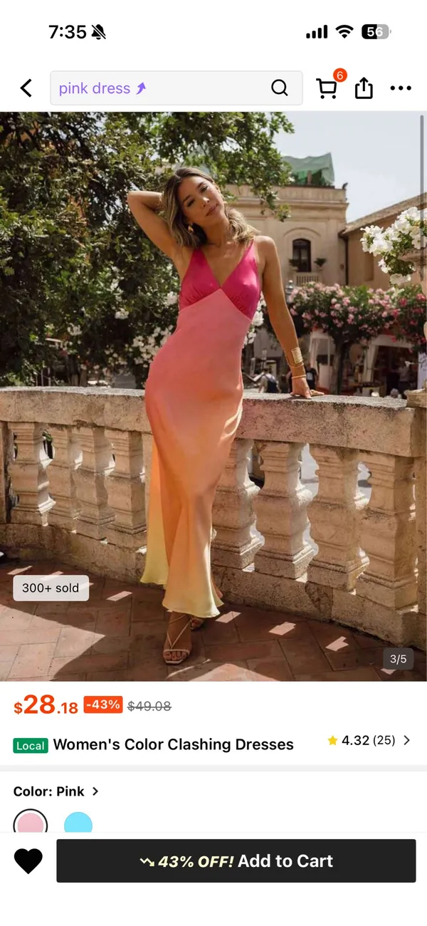 Pink Ombrè Silk Maxi Dress - Image 2