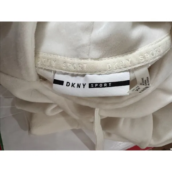 DKNY Sport Velour Pullover Hoodie Cream Women’s XL - Image 6