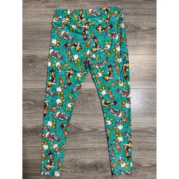LuLaRoe Disney Daisy Duck Leggings M Teal Tall & Curvy‎ TC High Rise Stretch - Image 2