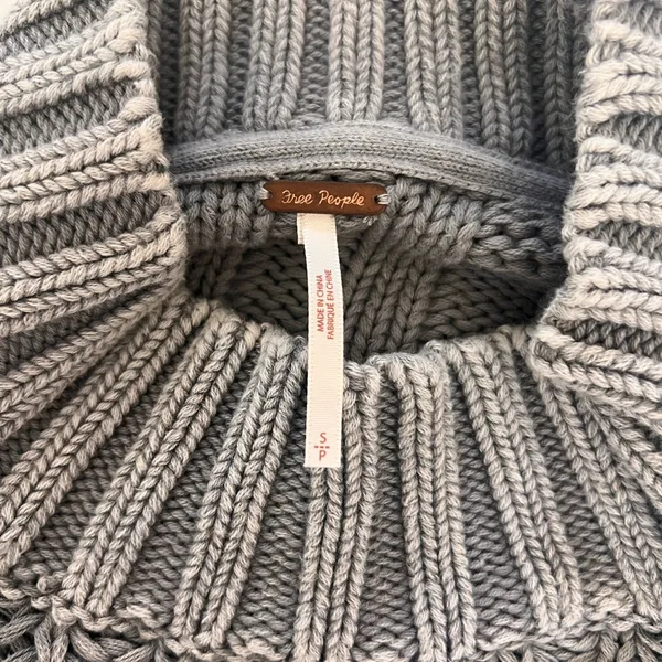 Free People Charcoal Cable Knit Turtleneck Sweater - Image 3