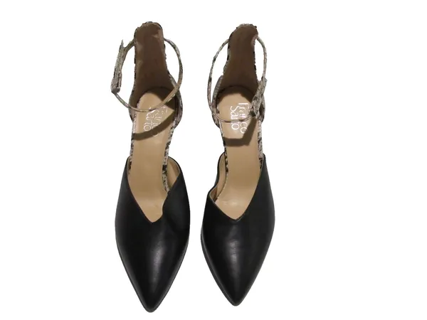 Franco Sarto Mali Snakeskin Black Heels Women’s Size 8 Ankle Strap Dress Shoes - Image 3