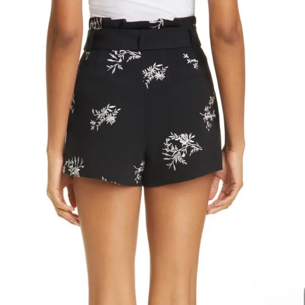 MAJE Ima Floral Embroidered Shorts Floral Preppy Size 36‎ US Small Black - Image 2