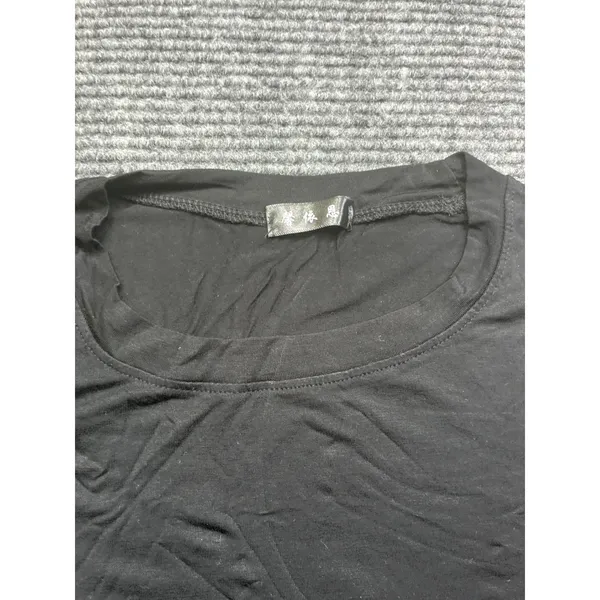 Womens Black Long Sleeve Round Neck Curved‎ Hem Viscose Blend Top Athleisure XXL - Image 5