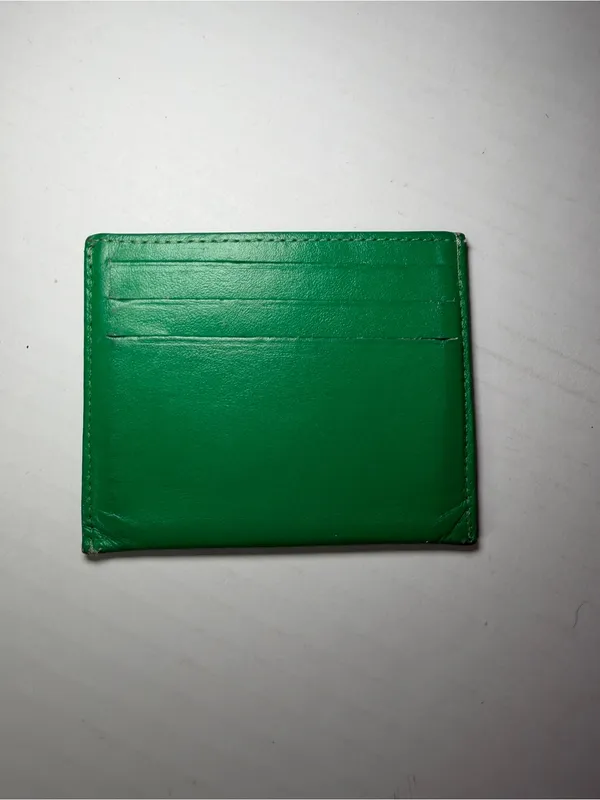 Anne Klein Emerald Green Leather Card Case with Embossed Logo - Image 2