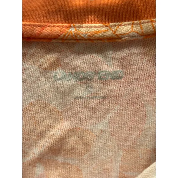 Lands End Womens Orange Tropical Floral Cotton Blend Short Sleeve Polo Shirt XL - Image 3