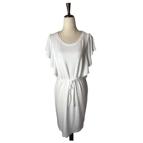 Z‎ Supply Dress Women Medium White Capri Ruffle Sleeve French Terry Mini NWT - Image 2