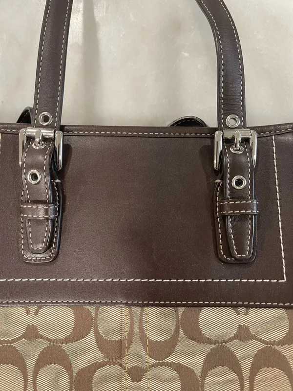 Coach Signature Shoulder Satchel Tote Bag Brown - Image 5