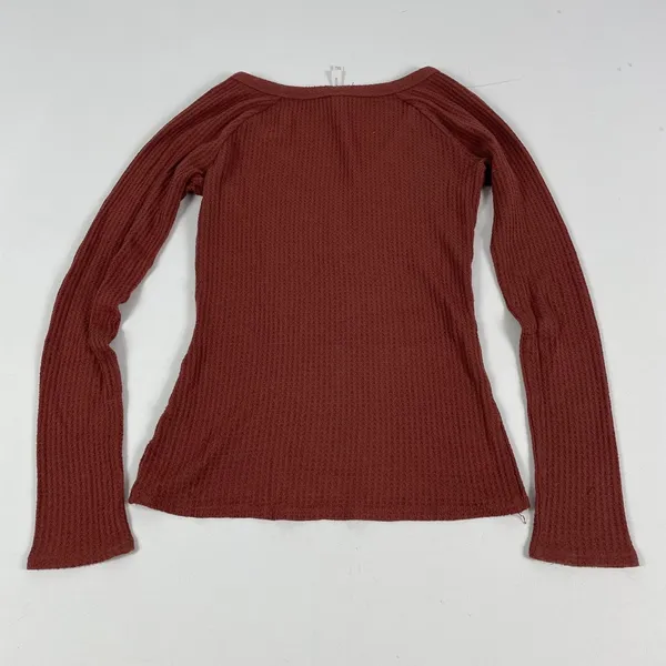 The Group Babaton‎ Shirt Womens XS Red Henley Long Sleeve Waffle Knit Top - Image 6