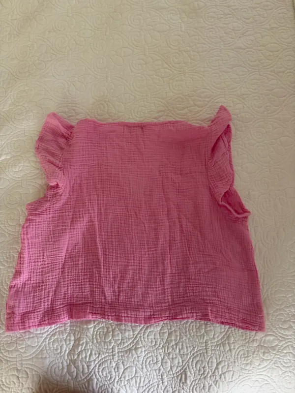 Karlie pink gauze top with ruffle sleeves - Image 3
