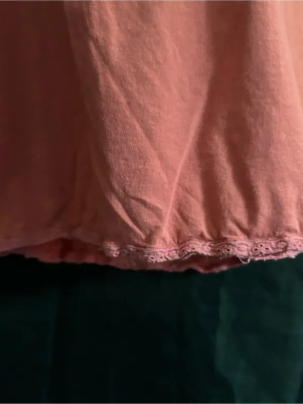 Ralph Lauren Jeans Co Vintage Pastel Coral Crochet-Trim Short Sleeve Top MD - Image 8