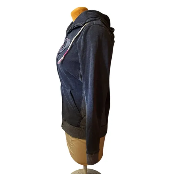Roxy Women's Charcoal Zip-Up Hoodie with Pink Logo Accents M medium vtg - Image 2