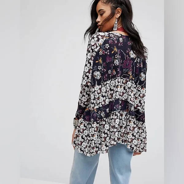 Free People Boho Chic Floral Tunic Top - Image 3