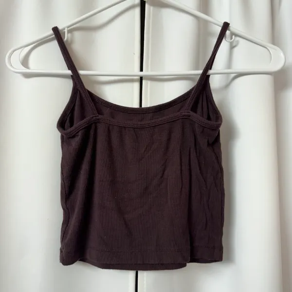 SheIn Dark Brown Ribbed Sleeveless Crop Camisole Tank Top Size Small - Image 2