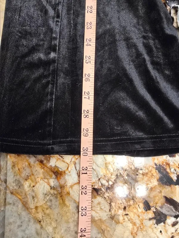 Black Velvet Flare Pants Y2K Bling L - Image 6