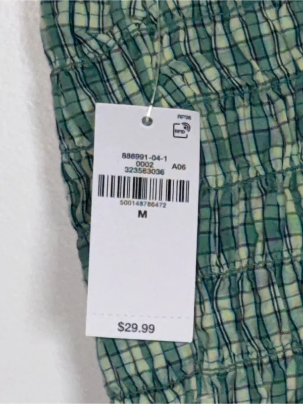 Old Navy Green Plaid Smocked Peplum Tank - Image 3